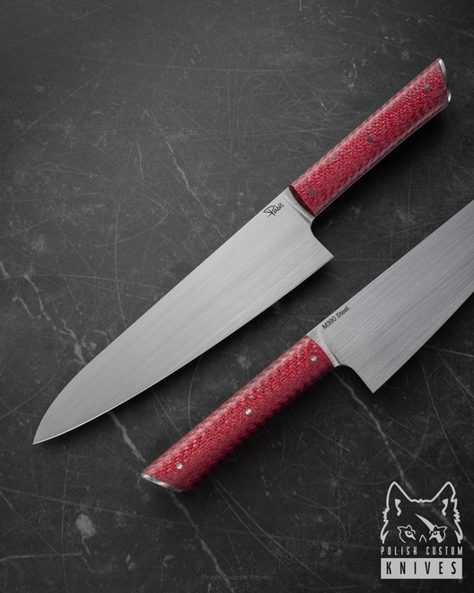 NÓŻ KUCHENNY CHEF 210 14 M390 RED TWILL PABIŚ
