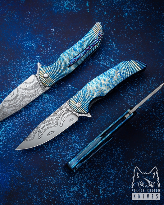 NÓŻ SKŁADANY FOLDER DRAGONFLY #0576 DAMASTEEL DAMACORE ENTROPIA HALF DRESS ( C0079 ) HERMAN KNIVES