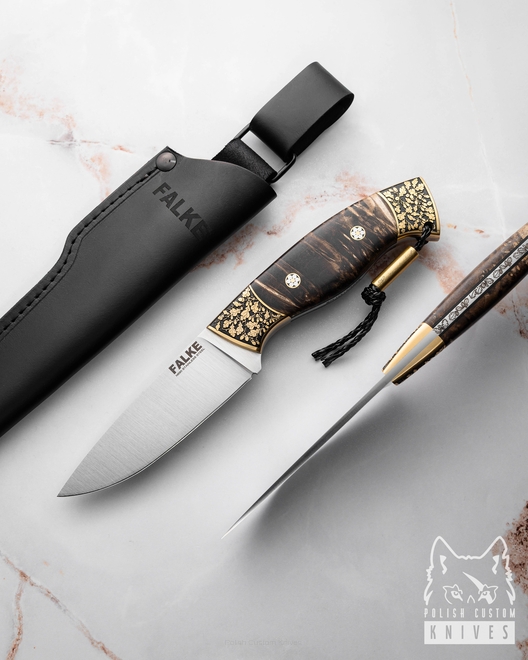 NÓŻ MYŚLIWSKI HUNTER INDIVIDUAL H312 N690 STABILIZOWANA CZECZOTA KLONU FALKE KNIVES