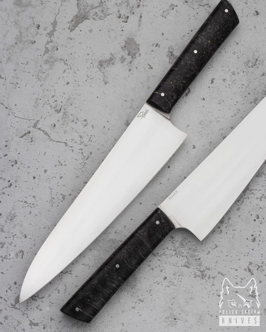 NÓŻ KUCHENNY CHEF 210 65 ELMAX STABILIZOWANA CZECZOTA KLONU CZARNA PABIŚ KNIVES