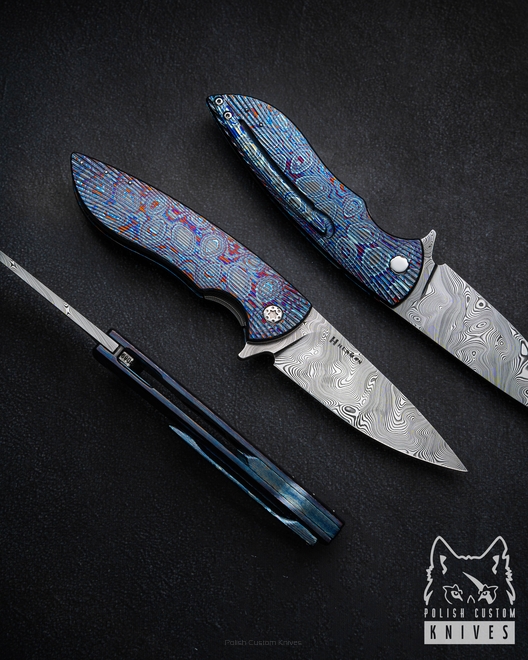 NÓŻ SKŁADANY FOLDER STING #0899 LEWORĘCZNY DAMASTEEL BLACK TIMASCUS ( C0050 ) FULL DRESS HERMAN KNIVES