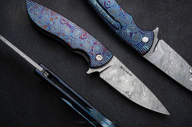 NÓŻ SKŁADANY FOLDER STING #0899 LEWORĘCZNY DAMASTEEL BLACK TIMASCUS ( C0050 ) FULL DRESS HERMAN KNIVES