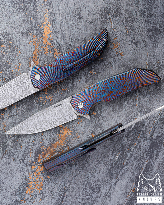 NÓŻ SKŁADANY FOLDER DRAGONFLY #0488 DAMASTEEL BLACK TIMASCUS FULL DRESS ( C0013 ) HERMAN KNIVES