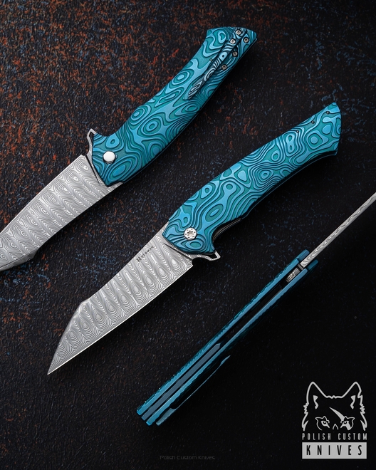 NÓŻ SKŁADANY FOLDER OVIUM GENERACJA 2 #0135 DAMASTEEL NEBULA RIPPLE HALF DRESS HERMAN KNIVES