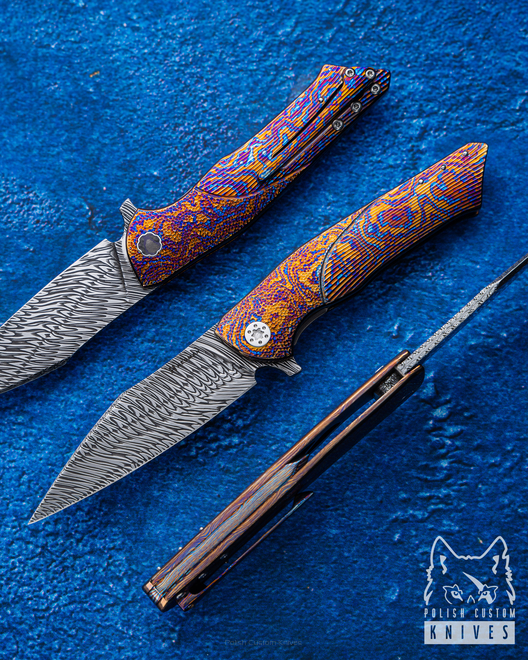 NÓŻ SKŁADANY FOLDER BEE 50 DAMASTEEL TIMASCUS FULL DRESS HERMAN KNIVES