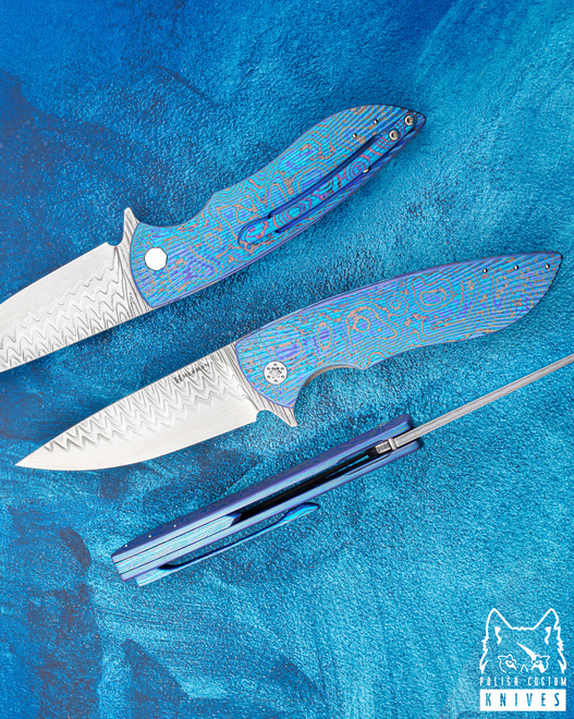 NÓŻ SKŁADANY FOLDER STING #0898 DAMACORE BLACK TIMASCUS FULL DRESS HERMAN KNIVES
