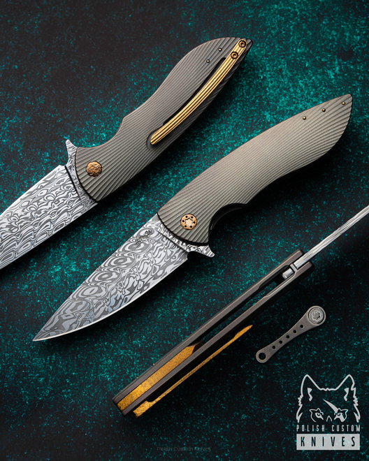 NÓŻ SKŁADANY FOLDER STING 437 DAMASTEEL HALF DRESS HERMAN KNIVES