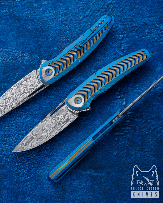 NÓŻ SKŁADANY FOLDER CHEVRON BIFROST #2 Z 33 DAMASTEEL LESBAR KNIVES