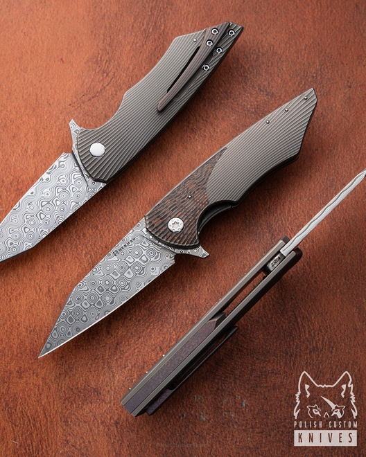 NÓŻ SKŁADANY FOLDER VESPERTILIO #0207 DAMASTEEL HALF DRESS HERMAN KNIVES