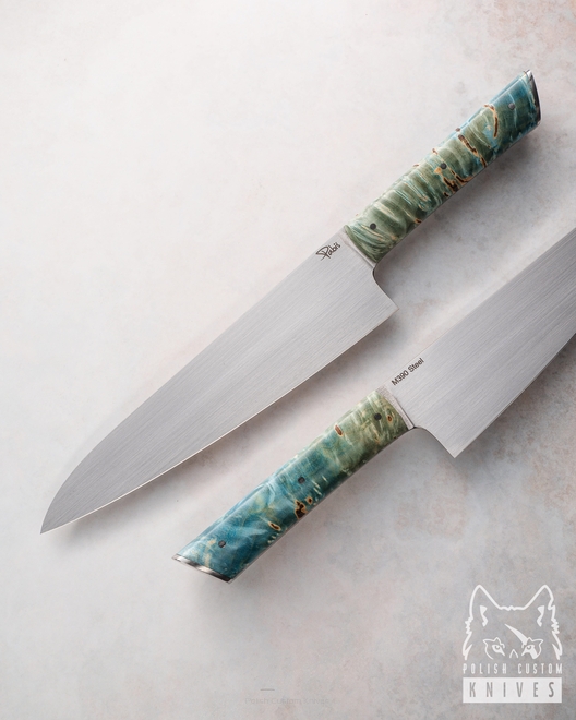 NÓŻ KUCHENNY CHEF 200 1 M390 DREWNO STABILIZOWANE PABIŚ