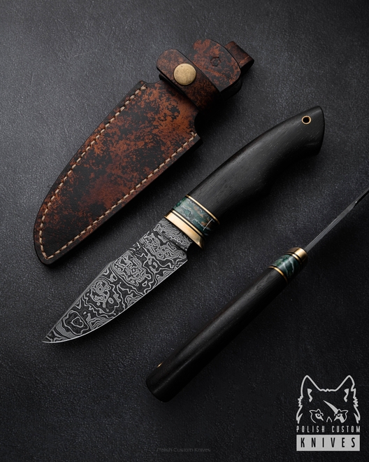 NÓŻ MYŚLIWSKI TAKTYCZNY REX 9 DAMAST CZARNY GRAB SIMON'S KNIVES