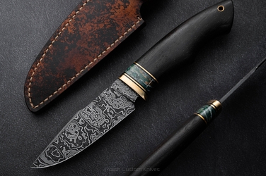NÓŻ MYŚLIWSKI TAKTYCZNY REX 9 DAMAST CZARNY GRAB SIMON'S KNIVES