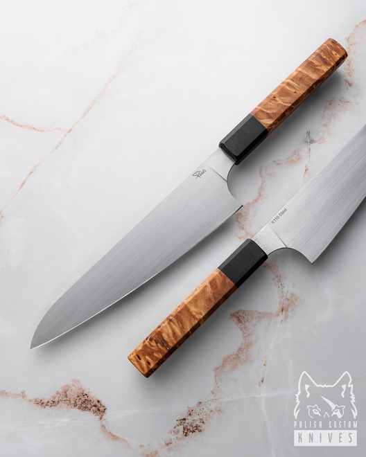 NÓŻ KUCHENNY GYUTO 210 15 K110 KLON BRĄZOWY  PABIŚ KNIVES