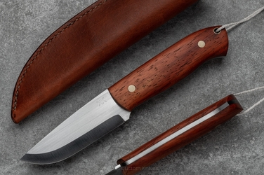NÓŻ MAŁY BUSHCRAFT PADOUK Z BRĄZOWĄ POCHWĄ SKÓRZANĄ KK
