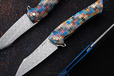 NÓŻ SKŁADANY FOLDER OVIUM GENERACJA 2 #0168 DAMASTEEL PUZZLE HALF DRESS HERMAN KNIVES