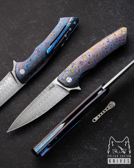 NÓŻ SKŁADANY FOLDER SLIM 4 BLACK TIMASCUS DAMASTEEL HERMAN