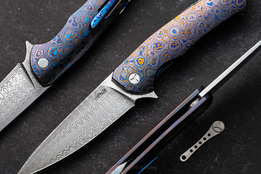 NÓŻ SKŁADANY FOLDER SLIM 4 BLACK TIMASCUS DAMASTEEL HERMAN