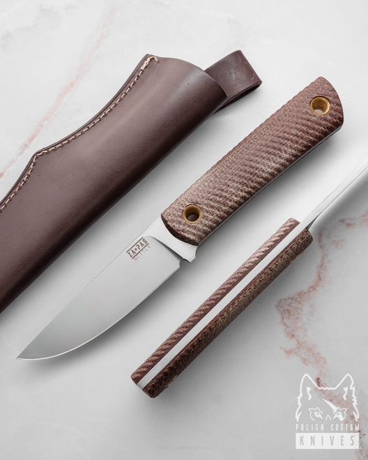 NÓŻ MYŚLIWSKI EDC EC95 4 NC11LV D2 MICARTA SKÓRA ZA-PAS KNIVES
