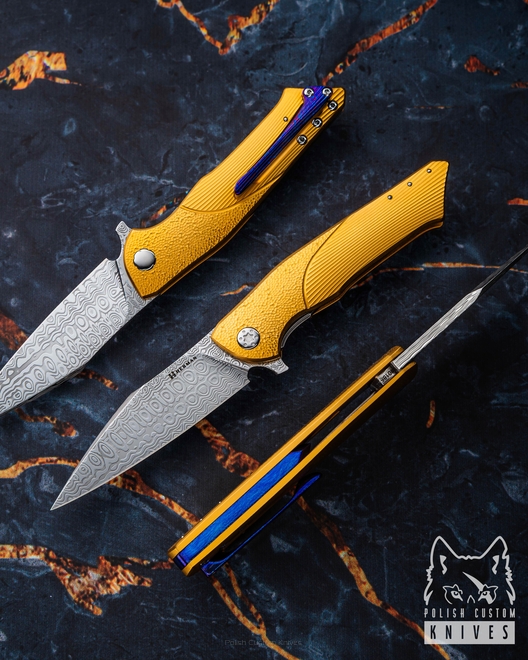 NÓŻ SKŁADANY FOLDER BEE #0185 DAMASTEEL OERLIKON HALF DRESS HERMAN KNIVES