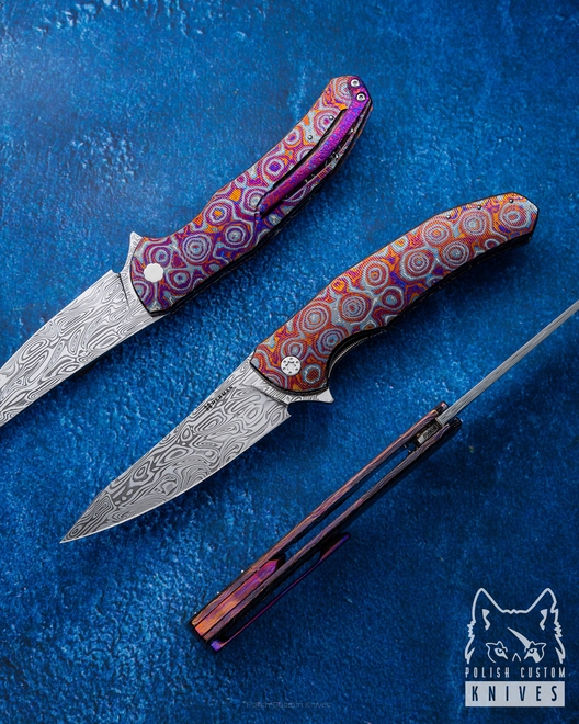 NÓŻ SKŁADANY FOLDER ISHTAR 669 DAMASTEEL BLACK TIMASCUS FULL DRESS HERMAN KNIVES