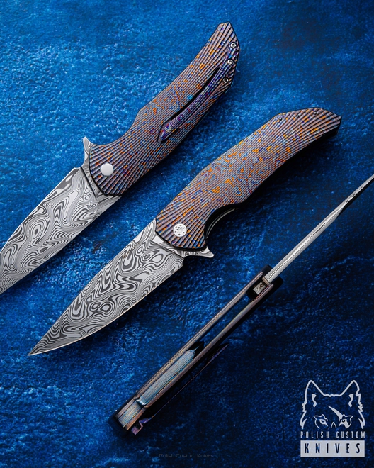 NÓŻ SKŁADANY FOLDER DRAGONFLY 361 BLACK TIMASCUS DAMASTEEL FULL DRESS HERMAN KNIVES