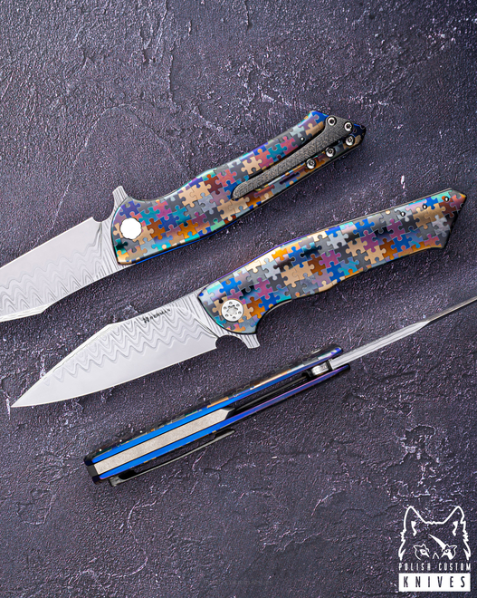 NÓŻ SKŁADANY FOLDER BEE #0263 DAMASTEEL PUZZLE HALF DRESS HERMAN KNIVES
