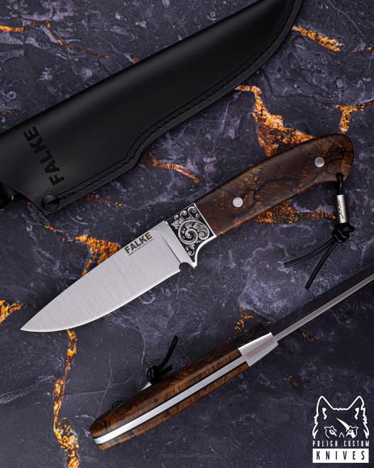NÓŻ MYŚLIWSKI JF30 015 N690 STABILIZOWANA CZECZOTA OLCHY FALKE KNIVES
