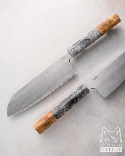 NÓŻ KUCHENNY SANTOKU 180 15 PRAWORĘCZNY D2 HYBRYDA PABIŚ