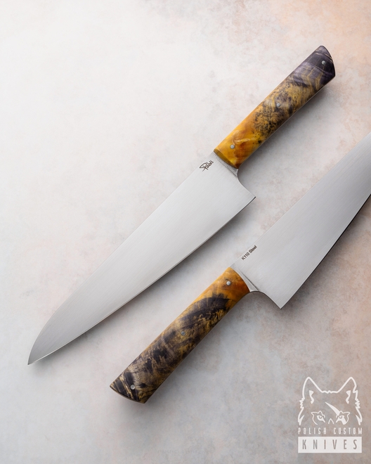 NÓŻ KUCHENNY CHEF 210 25 KLON STABILIZOWANY D2 K110 PABIŚ KNIVES