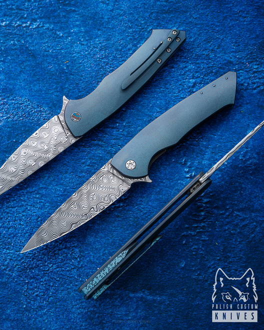 NÓŻ SKŁADANY FOLDER SLIM 388 DAMASTEEL HALF DRESS HERMAN KNIVES