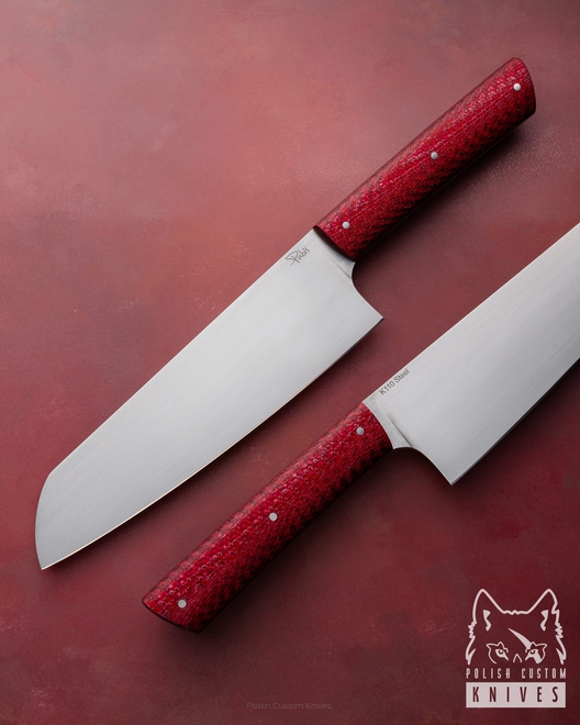 NÓŻ KUCHENNY SANTOKU 180 30 K110 RED TWILL PABIŚ KNIVES