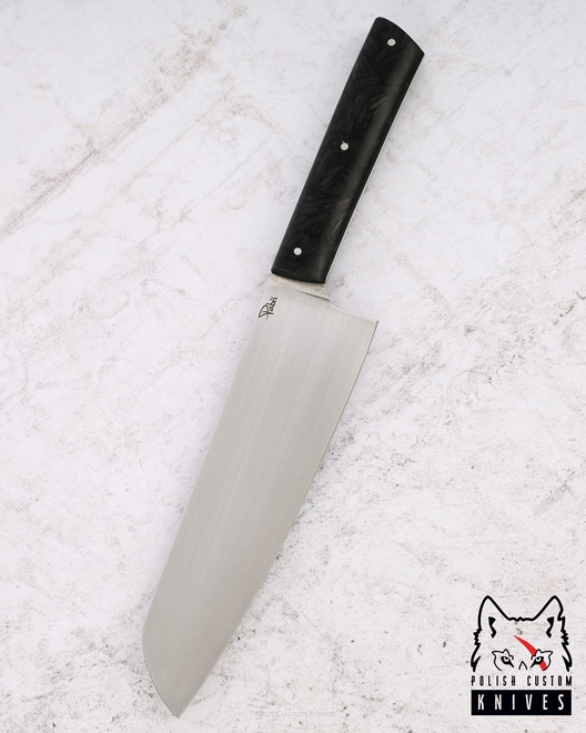 NÓŻ KUCHENNY SANTOKU 180 57 M390 WŁÓKNO WĘGLOWE ŚWIECĄCE W CIEMNOŚCI PABIŚ KNIVES