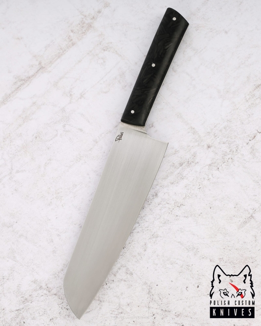 NÓŻ KUCHENNY SANTOKU 180 57 M390 WŁÓKNO WĘGLOWE ŚWIECĄCE W CIEMNOŚCI PABIŚ KNIVES