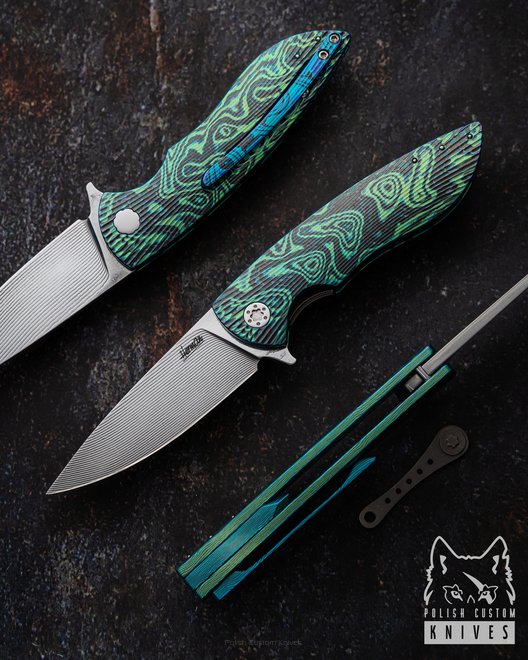 NÓŻ SKŁADANY FOLDER MICRO STING 6 BLACK TIMASCUS ALLEIMA FULL DRESS HERMAN KNIVES