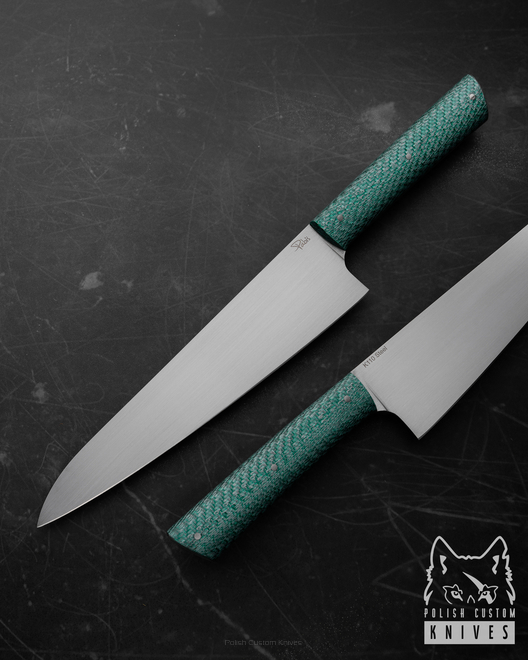 NÓŻ KUCHENNY CHEF 210 22 GREEN TWILL D2 K110 PABIŚ KNIVES