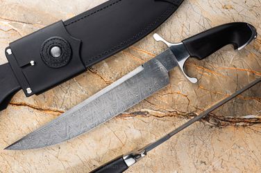 DUŻY EKSKLUZYWNY NÓŻ GUNTER 5 DAMAST CZARNY GRAB JANAS DAMASCUS