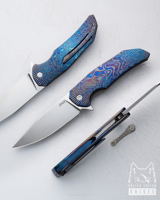 NÓŻ SKŁADANY FOLDER DRAGONFLY 4 BLACK TIMASCUS ALLEIMA DAMAX DAMAST NIERDZEWNY HERMAN KNIVES