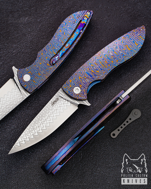 NÓŻ SKŁADANY STING 1 BLACK TIMASCUS DAMACORE HERMAN