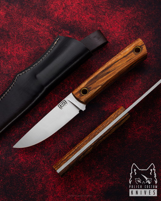 NÓŻ MYŚLIWSKI EDC EC95 5 NC11LV D2 ZEBRANO SKÓRA ZA-PAS KNIVES