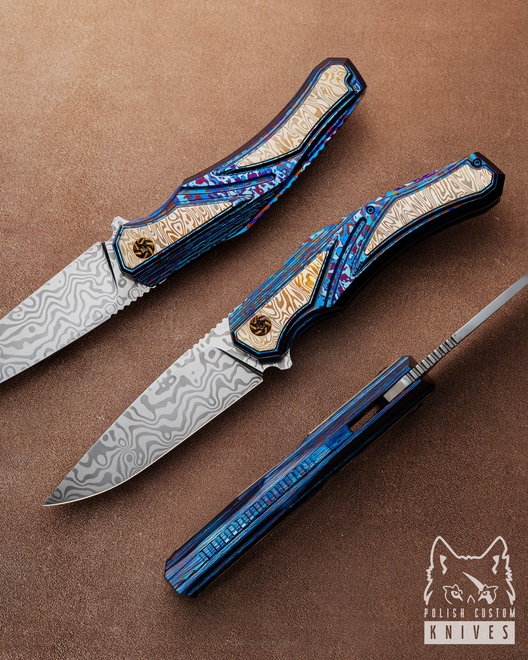 NÓŻ SKŁADANY FOLDER DREDNOUGHT 6 DAMAST TIMASCUS MOKUME GANE GREG FORGE