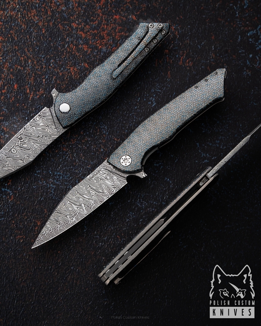 NÓŻ SKŁADANY FOLDER BEE #0038 DAMASTEEL TESSERACT HALF DRESS HERMAN KNIVES