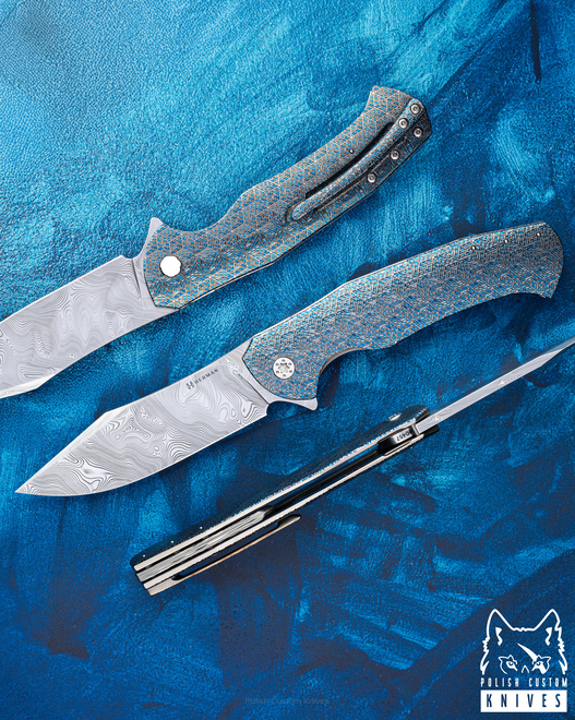 NÓŻ SKŁADANY FOLDER MANTIS #0457 DAMASTEEL TESSERACT HALF DRESS ( C0053 ) HERMAN KNIVES