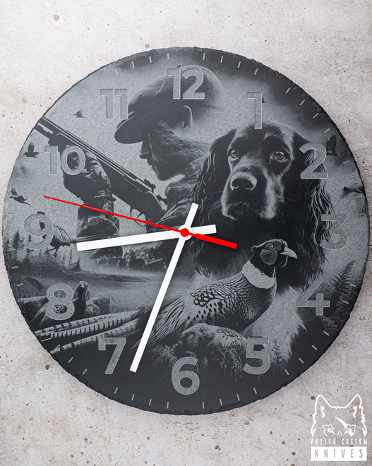 ZEGAR STOJĄCY 3 GRAWER ZEGAR ŁOWCY – RUSTYKALNY STOJĄCY ZEGAR Z ŁUPKA LZ LASER DESIGNS